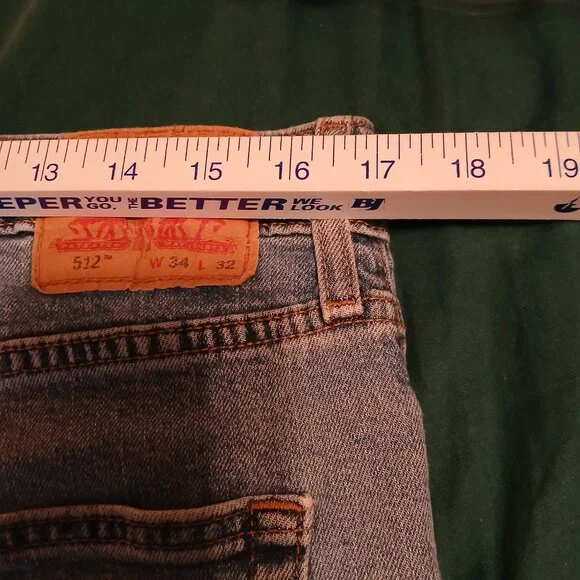 Levi Strauss & Co. Blue Jeans 512 34x32 Tapered Legs (0297A7) - Picture 7 of 9